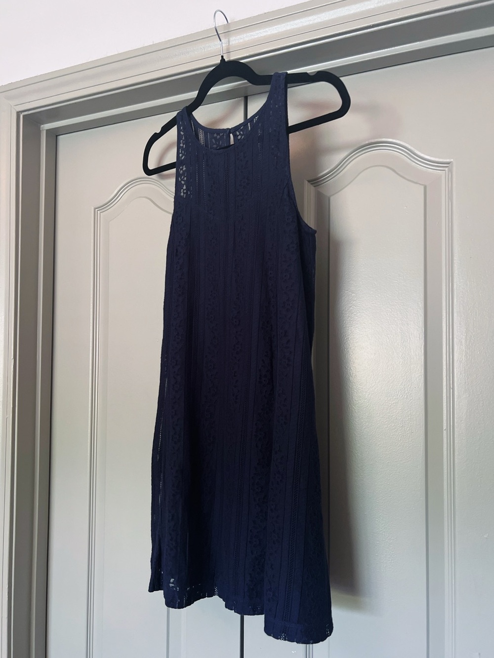Abercrombie & Fitch Y2K Navy Lace Babydoll Mini Dress XS Fairy Grunge Boho - Picture 2 of 5